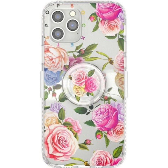 PopSockets -  PopCase Apple iPhone 12 / 12 Pro PopGrip Pink Floral - Picture 1 of 16